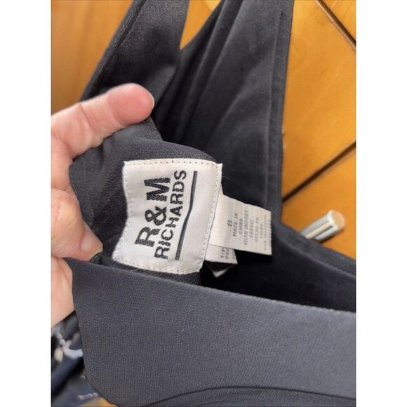 R&M Richards Dress Black Floral Embroidered Beaded Sequin Sleeveless 8 Fairy - Picture 7 of 13